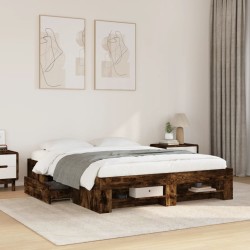 Cadre de lit sans matelas chêne fumé 160x200 cm bois ingénierie 
