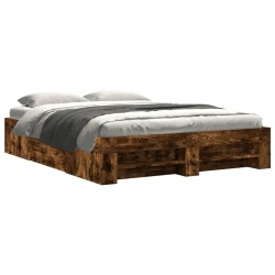 Cadre de lit sans matelas chêne fumé 160x200 cm bois ingénierie 
