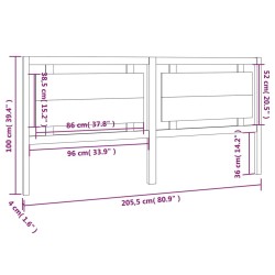 Tête de lit Marron miel 205,5x4x100 cm Bois massif de pin 