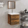 Armoire de bain avec miroir Chêne fumé Bois d'ingénierie 