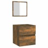 Armoire de bain avec miroir Chêne fumé Bois d'ingénierie 