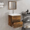 Armoire de bain avec miroir Chêne fumé Bois d'ingénierie 