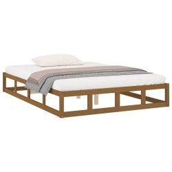 Cadre de lit sans matelas marron miel 150x200 cm bois massif 