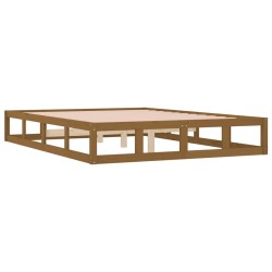 Cadre de lit sans matelas marron miel 150x200 cm bois massif 
