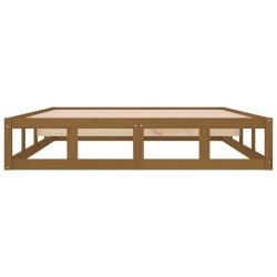 Cadre de lit sans matelas marron miel 150x200 cm bois massif 