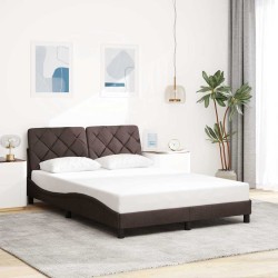 Cadre de lit sans matelas marron foncé 140x200 cm tissu 