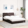 Cadre de lit sans matelas marron foncé 140x200 cm tissu 