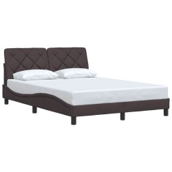Cadre de lit sans matelas marron foncé 140x200 cm tissu 