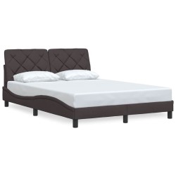 Cadre de lit sans matelas marron foncé 140x200 cm tissu 