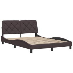 Cadre de lit sans matelas marron foncé 140x200 cm tissu 