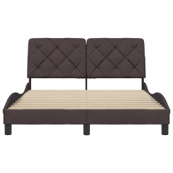 Cadre de lit sans matelas marron foncé 140x200 cm tissu 