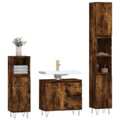 Ensemble de meubles de salle de bain 3 pcs Chêne fumé 