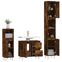 Ensemble de meubles de salle de bain 3 pcs Chêne fumé 