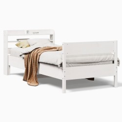 Cadre de lit sans matelas blanc 90x200 cm bois de pin massif 