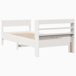 Cadre de lit sans matelas blanc 90x200 cm bois de pin massif 