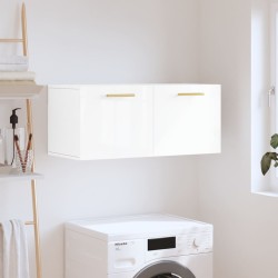 Armoire murale blanc brillant 80x36,5x35 cm bois d'ingénierie 