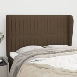 Tête de lit avec oreilles Marron foncé 147x23x118/128 cm Tissu 