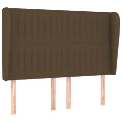 Tête de lit avec oreilles Marron foncé 147x23x118/128 cm Tissu 