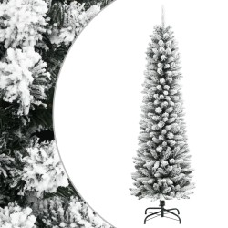 Sapin de Noël artificiel mince avec neige floquée 150 cm PVC/PE 