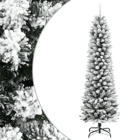 Sapin de Noël artificiel mince avec neige floquée 150 cm PVC/PE 
