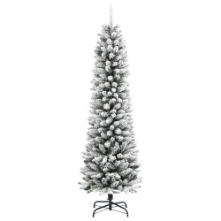 Sapin de Noël artificiel mince avec neige floquée 150 cm PVC/PE 