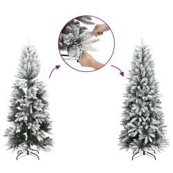 Sapin de Noël artificiel mince avec neige floquée 150 cm PVC/PE 