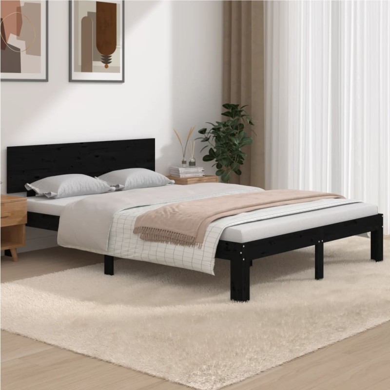 Cadre de lit sans matelas noir 150x200 cm 