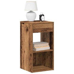 Table de chevet avec tiroir vieux bois 35x34x66,5 cm 