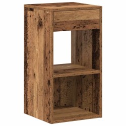 Table de chevet avec tiroir vieux bois 35x34x66,5 cm 