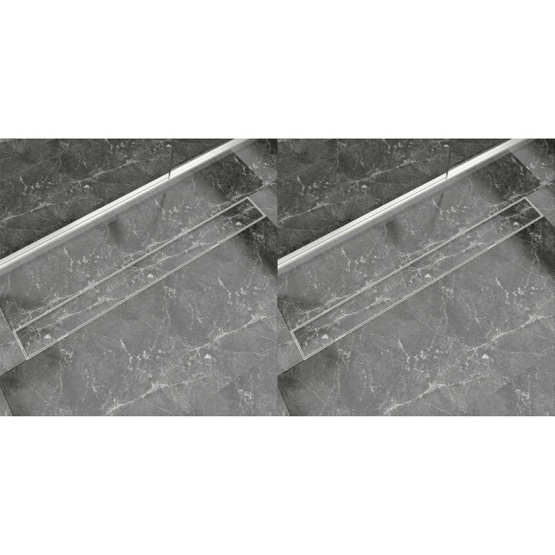 Drain de douche linéaire 2 pc 1030 x 140 mm Acier inoxydable 