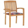 Chaises de jardin lot de 2 avec coussins à carreaux rouges Teck 