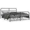 Cadre de lit métal sans matelas avec pied de lit noir 160x200cm 