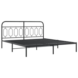 Cadre de lit métal sans matelas avec pied de lit noir 160x200cm 
