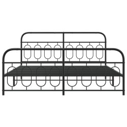 Cadre de lit métal sans matelas avec pied de lit noir 160x200cm 
