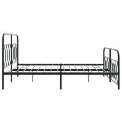 Cadre de lit métal sans matelas avec pied de lit noir 160x200cm 