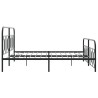 Cadre de lit métal sans matelas avec pied de lit noir 160x200cm 