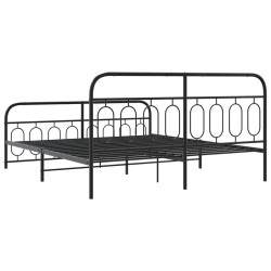 Cadre de lit métal sans matelas avec pied de lit noir 160x200cm 