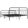 Cadre de lit métal sans matelas avec pied de lit noir 160x200cm 