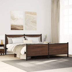 Cadre de lit en métal sans matelas chêne marron 183x213 cm 