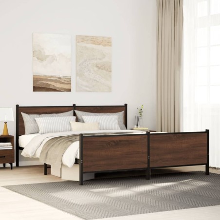 Cadre de lit en métal sans matelas chêne marron 183x213 cm 
