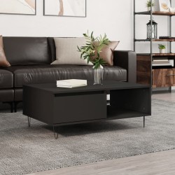 Table basse noir 90x60x35 cm bois d'ingénierie 