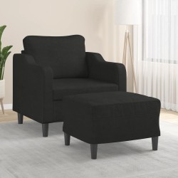 Fauteuil avec repose-pied Noir 60 cm Tissu 
