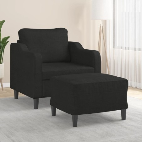 Fauteuil avec repose-pied Noir 60 cm Tissu 