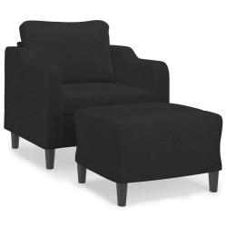 Fauteuil avec repose-pied Noir 60 cm Tissu 