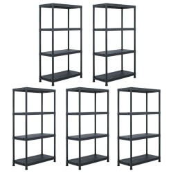 Étagères de rangement 5 pcs Noir 60x30x138 cm Plastique 