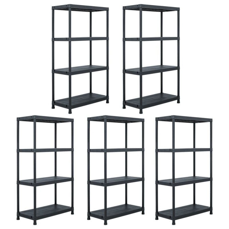 Étagères de rangement 5 pcs Noir 60x30x138 cm Plastique 