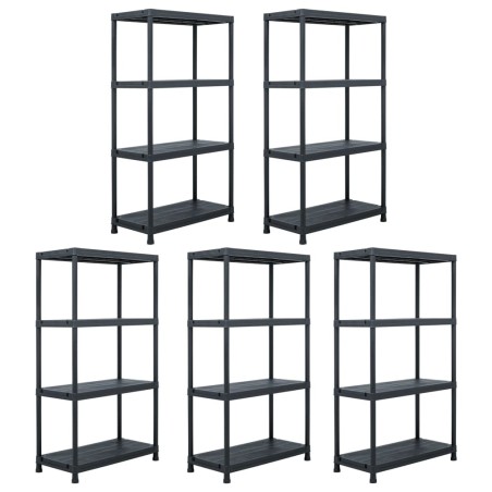 Étagères de rangement 5 pcs Noir 60x30x138 cm Plastique 