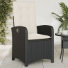 Chaises inclinables de jardin lot de 2 et coussins noir rotin 
