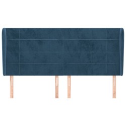 Tête de lit avec oreilles Bleu foncé 203x23x118/128 cm Velours 