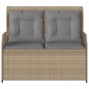 Banc inclinable de jardin avec coussins beige résine tressée 